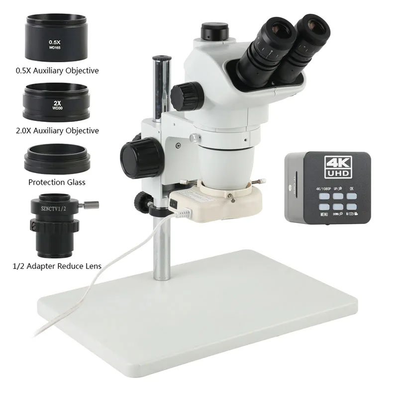 Simul-Focal Industrial Microscope 4K Hdmi - 6.7X45X 3.5X Simul-Focal Trinocular Stereo Mikroskop
