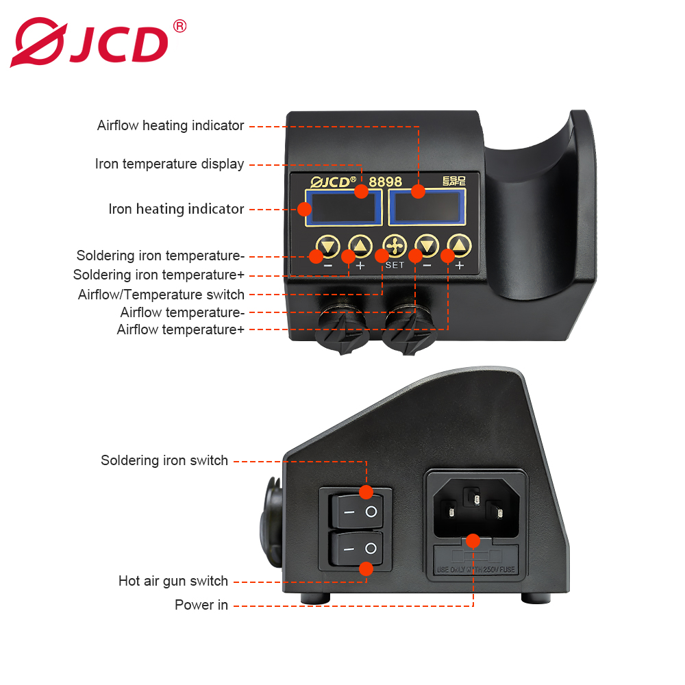 JCD 8898 750W lehimleme İstasy - 2 In 1 Soldering Rework Station 750W incelemesi ve fiyatı
